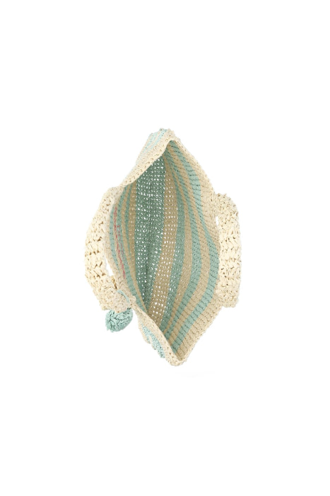 LIU·JO shopping en rafia con rayas natural y azul cielo - 5