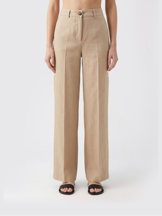 PINKO pantalón lino strecht color camel - 1