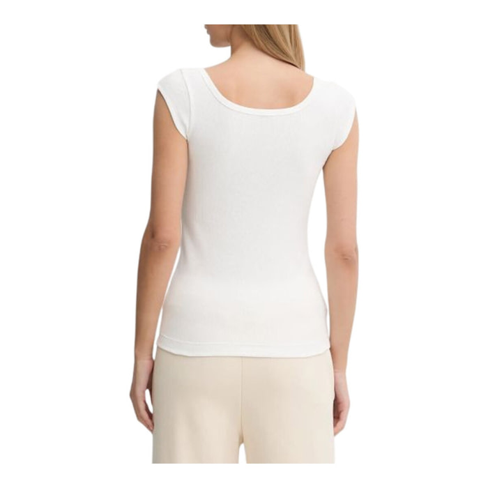 PINKO camiseta canalé con logo color blanco - 3
