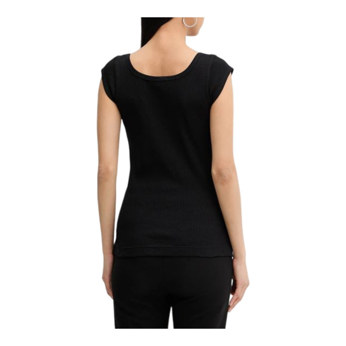 PINKO camiseta canalé con logo color negro - 4