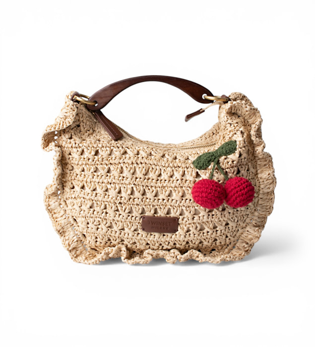 TWINSET bolso macramé con cereza color natural - 1