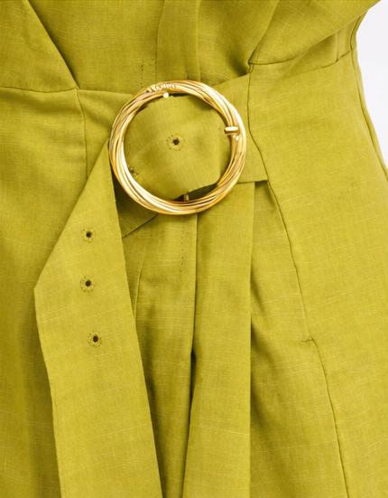 TWINSET vestido en lino y viscosa color verde - 3