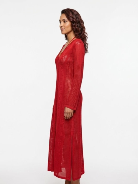 TWINSET vestido largo color fresa - 4