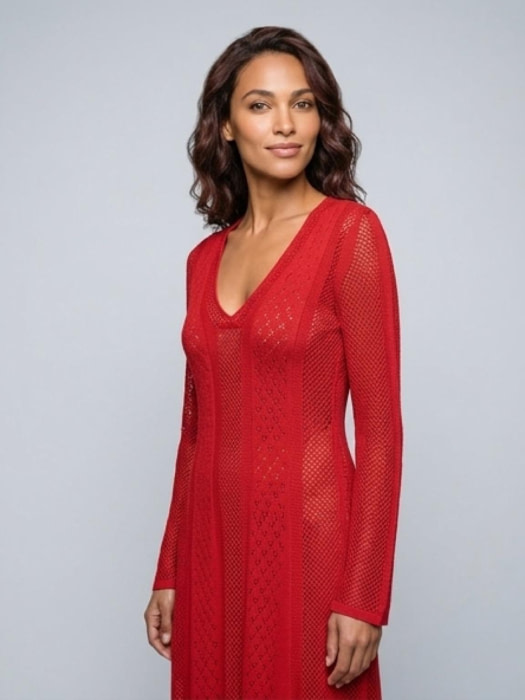 TWINSET vestido largo color fresa - 5