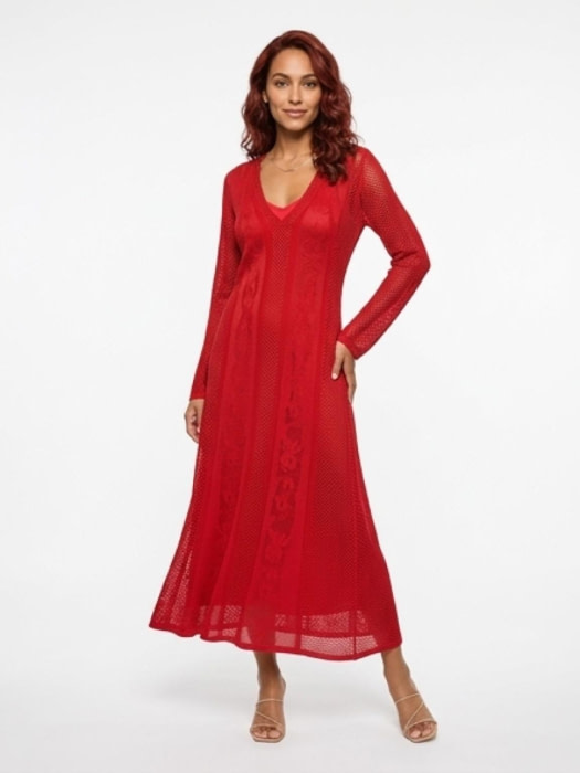 TWINSET vestido largo color fresa - 6