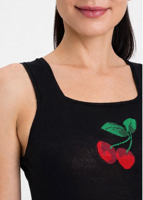 TWINSET top negro con detalle de cereza - 2