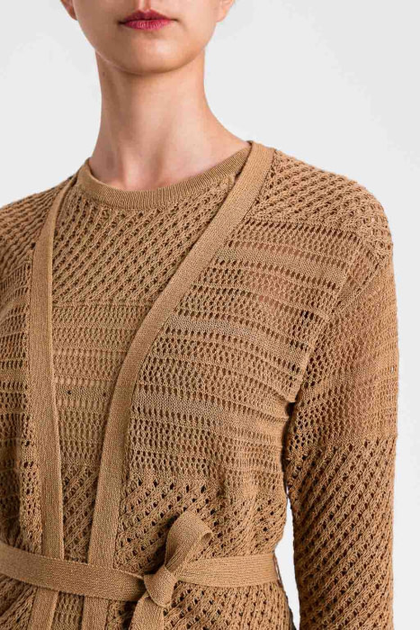 TWINSET chaqueta crochet color camel - 3