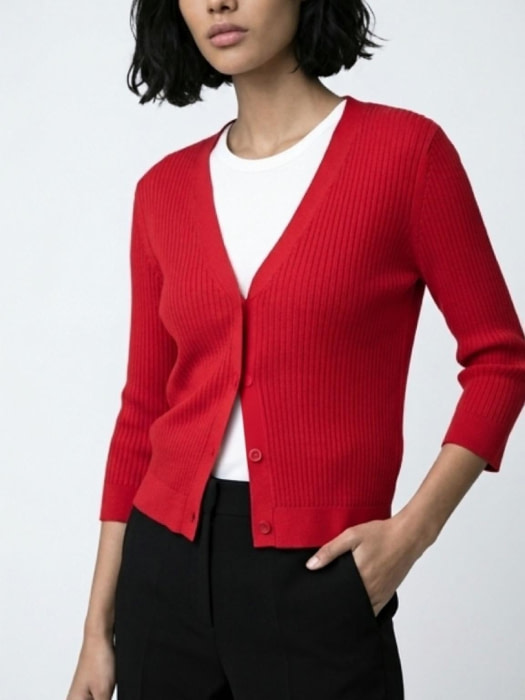 TWINSET chaqueta manga 3/4 color cereza