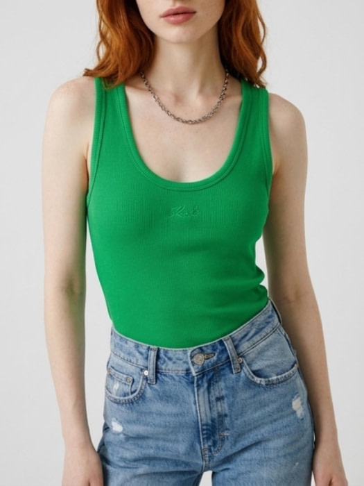 KARL LAGERFELD tank top con logo bordado verde - 2