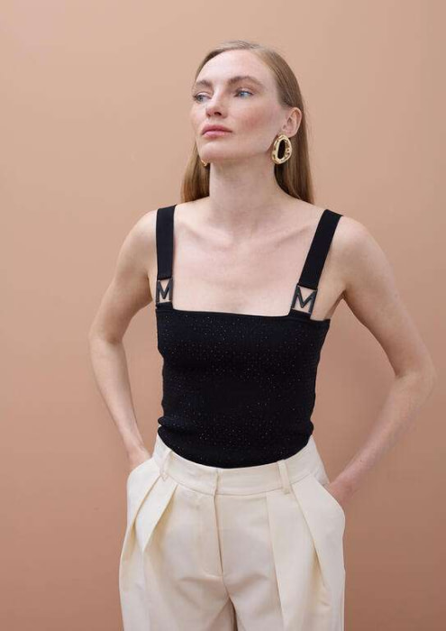 LOLA CASADEMUNT by MAITE top tirantes con  hebilla en logo color negro - 2