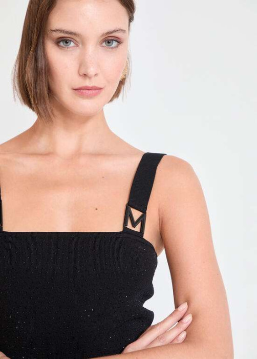 LOLA CASADEMUNT by MAITE top tirantes con  hebilla en logo color negro - 3