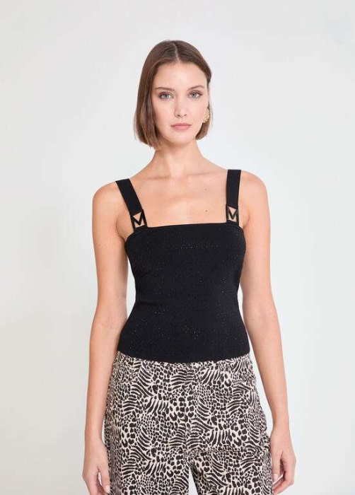 LOLA CASADEMUNT by MAITE top tirantes con  hebilla en logo color negro - 5