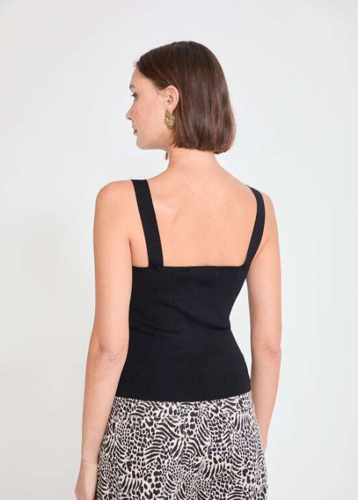 LOLA CASADEMUNT by MAITE top tirantes con  hebilla en logo color negro - 7