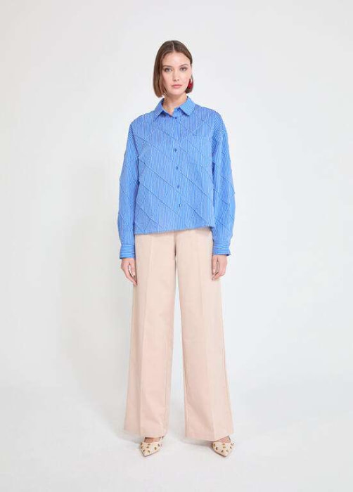 LOLA CASADEMUNT by MAITE camisa azul y blanco con rayas - 2