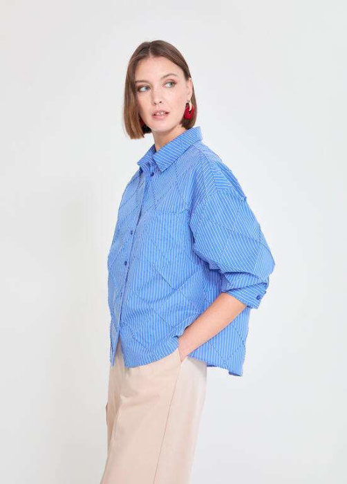 LOLA CASADEMUNT by MAITE camisa azul y blanco con rayas - 3