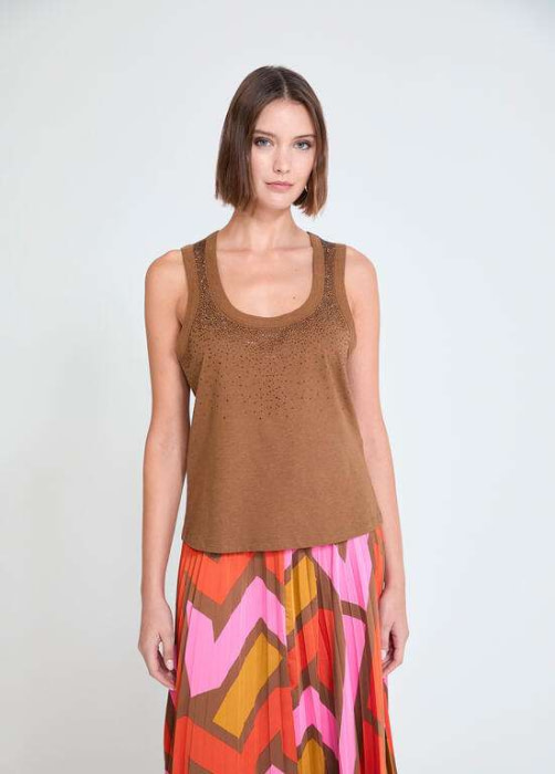 LOLA CASADEMUNT by MAITE top tirantes strass marrón - 3