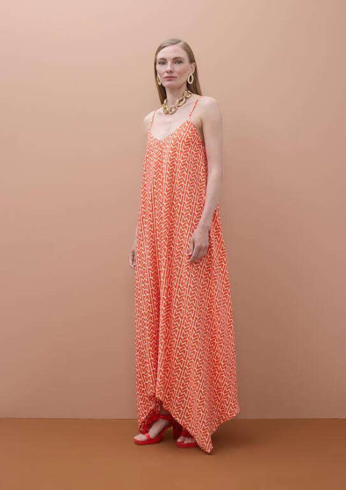 LOLA CASADEMUNT by MAITE vestido tirantes  crudo y naranja con logo