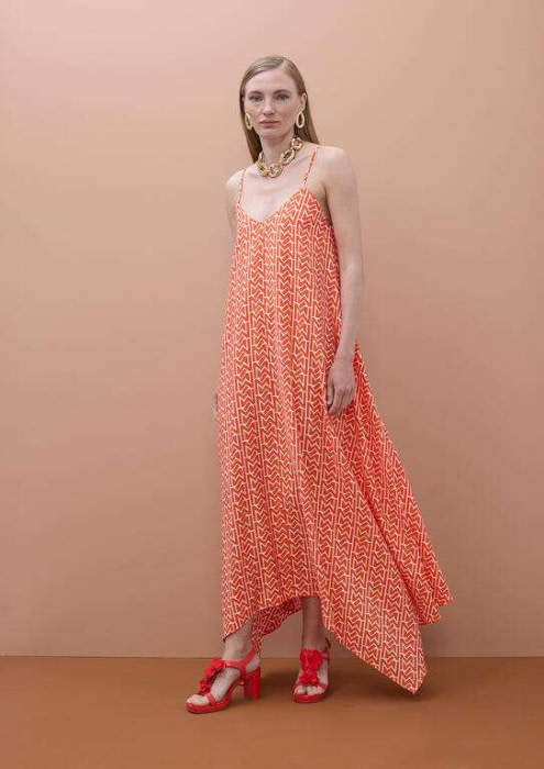 LOLA CASADEMUNT by MAITE vestido tirantes  crudo y naranja con logo - 3