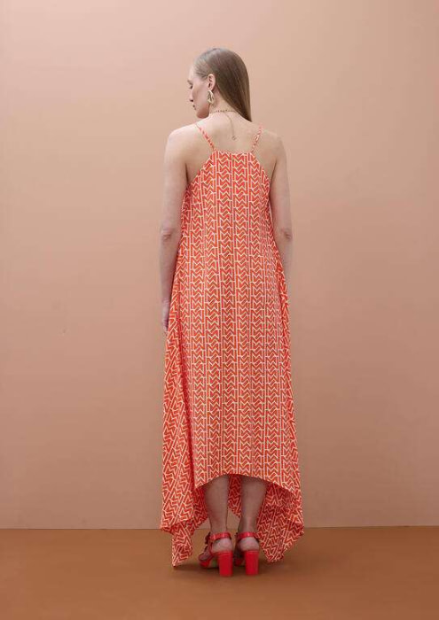 LOLA CASADEMUNT by MAITE vestido tirantes  crudo y naranja con logo - 4