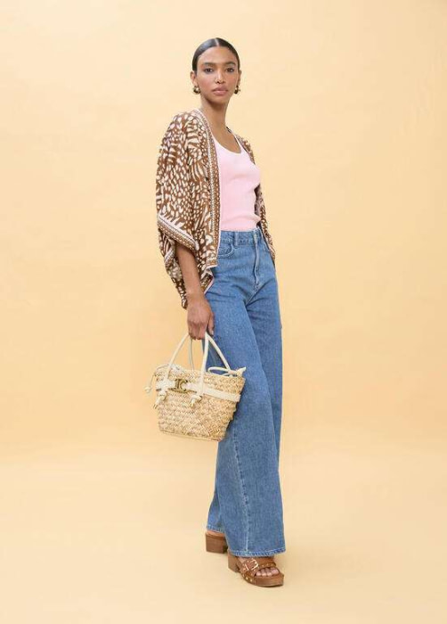 LOLA CASADEMUNT kimono manchas marrón y crudo - 5