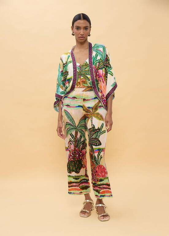 LOLA CASADEMUNT kimono estampado palmeras  multicolor