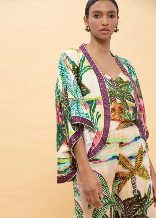 LOLA CASADEMUNT kimono estampado palmeras  multicolor - 2