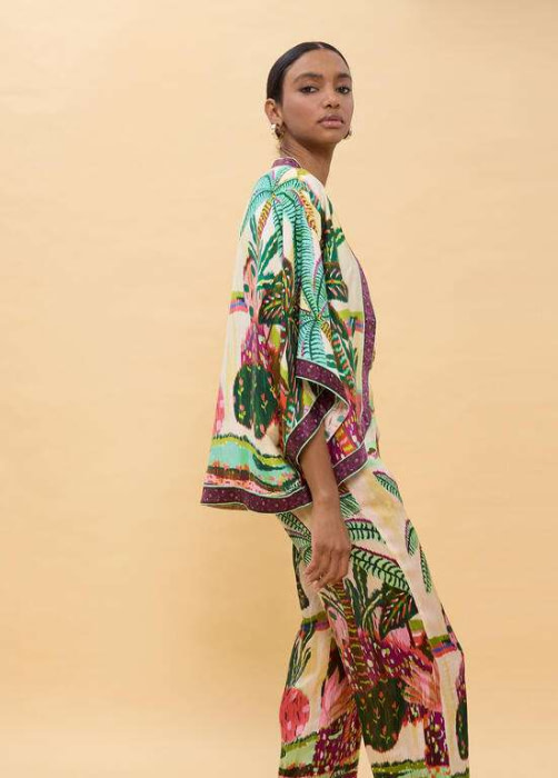 LOLA CASADEMUNT kimono estampado palmeras  multicolor - 3