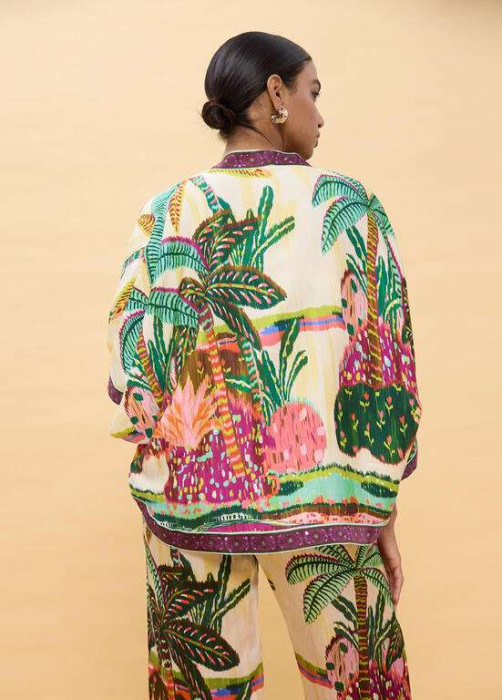 LOLA CASADEMUNT kimono estampado palmeras  multicolor - 4