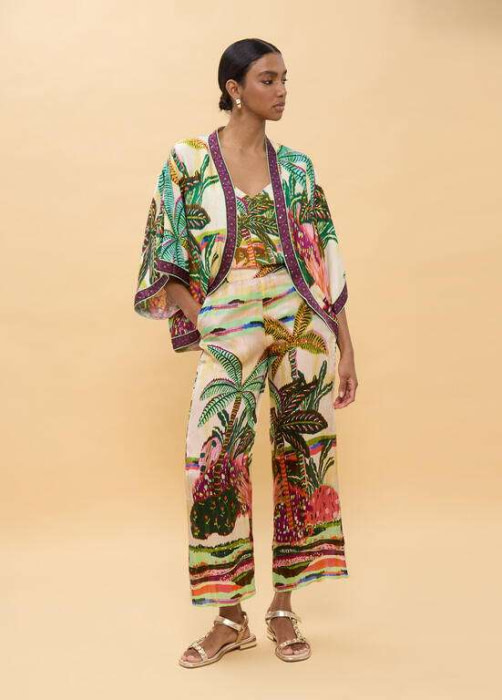 LOLA CASADEMUNT kimono estampado palmeras  multicolor - 5