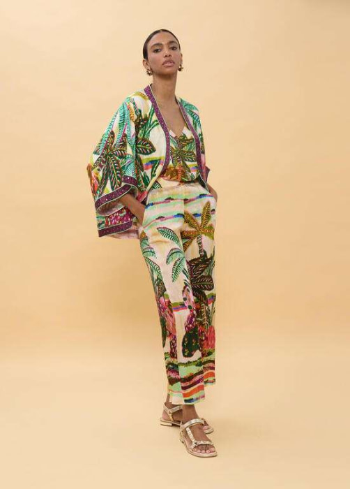 LOLA CASADEMUNT kimono estampado palmeras  multicolor - 6