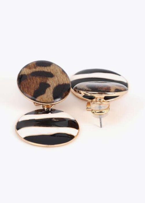 LOLA CASADEMUNT pendientes combinado rayas y print - 4