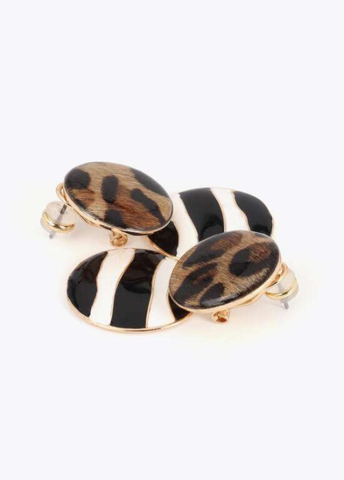 LOLA CASADEMUNT pendientes combinado rayas y print - 5