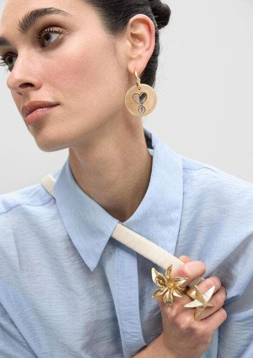 LOLA CASADEMUNT pendiente combinado con medallón dorado - 6