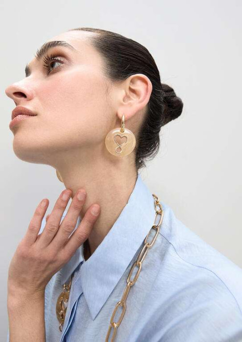 LOLA CASADEMUNT pendiente combinado con medallón dorado - 7