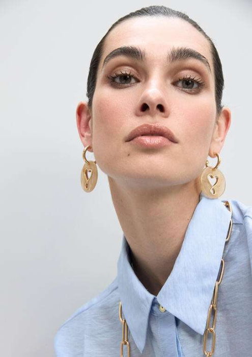 LOLA CASADEMUNT pendiente combinado con medallón dorado - 8