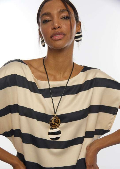 LOLA CASADEMUNT collar largo combinado rayas y print - 5