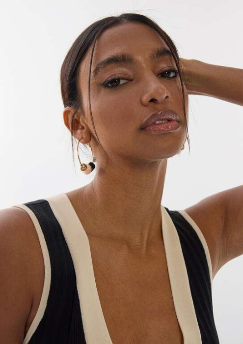 LOLA CASADEMUNT pendientes aro detalles metal y  multicolor - 6