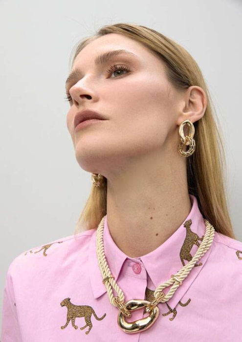 LOLA CASADEMUNT collar con cordón en combinación  de eslabones en dorado - 6