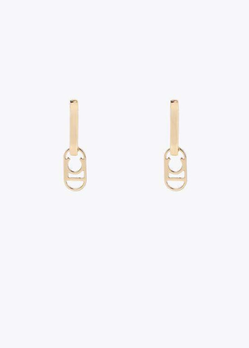 LOLA CASADEMUNT pendientes visagra con logo dorado - 1