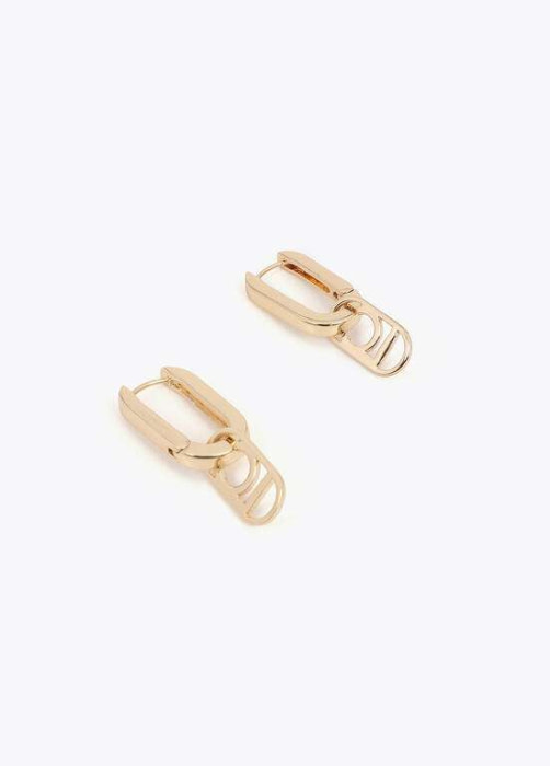 LOLA CASADEMUNT pendientes visagra con logo dorado - 2