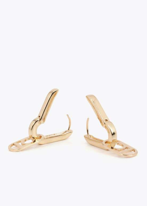 LOLA CASADEMUNT pendientes visagra con logo dorado - 3