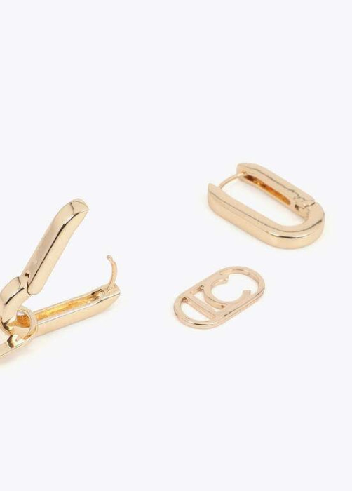 LOLA CASADEMUNT pendientes visagra con logo dorado - 4
