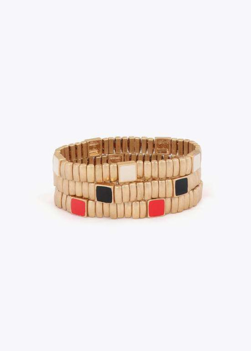 LOLA CASADEMUNT set pulseras elásticas con detalle negro y multicolor - 1