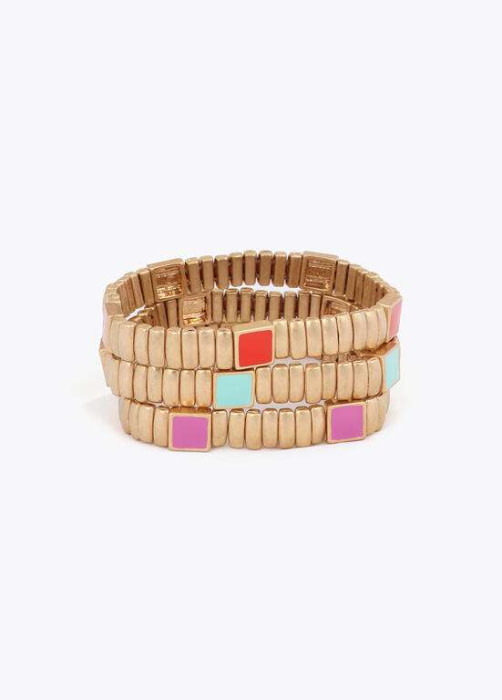 LOLA CASADEMUNT set pulseras elásticas con detalle metal y multicolor - 1