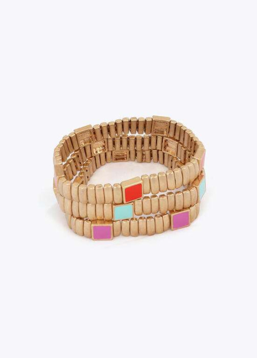 LOLA CASADEMUNT set pulseras elásticas con detalle metal y multicolor - 2