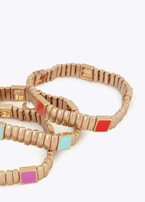LOLA CASADEMUNT set pulseras elásticas con detalle metal y multicolor - 3
