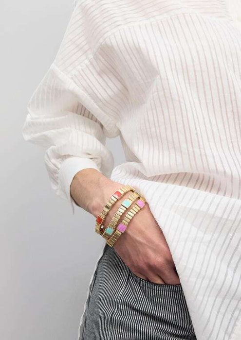 LOLA CASADEMUNT set pulseras elásticas con detalle metal y multicolor - 6