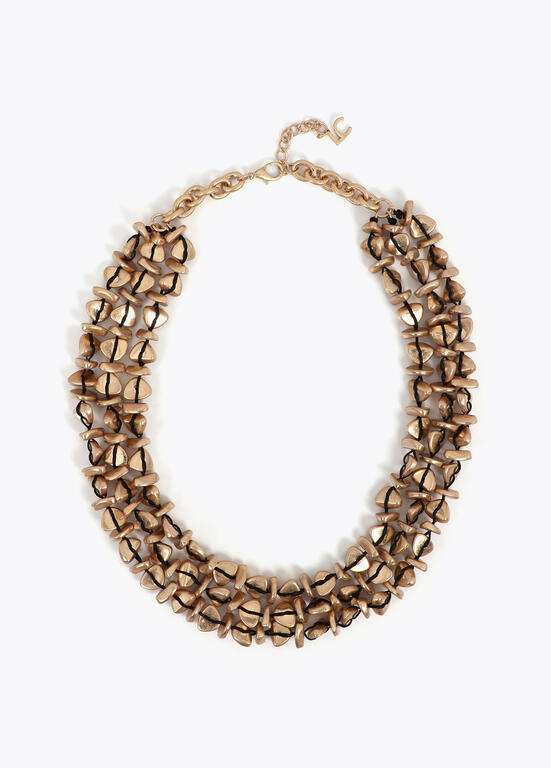 LOLA CASADEMUNT collar múltiple con aplicación de abalorios en negro y metal