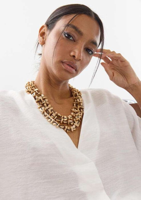 LOLA CASADEMUNT collar múltiple con aplicación de abalorios en negro y metal - 5