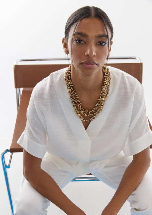 LOLA CASADEMUNT collar múltiple con aplicación de abalorios en negro y metal - 6